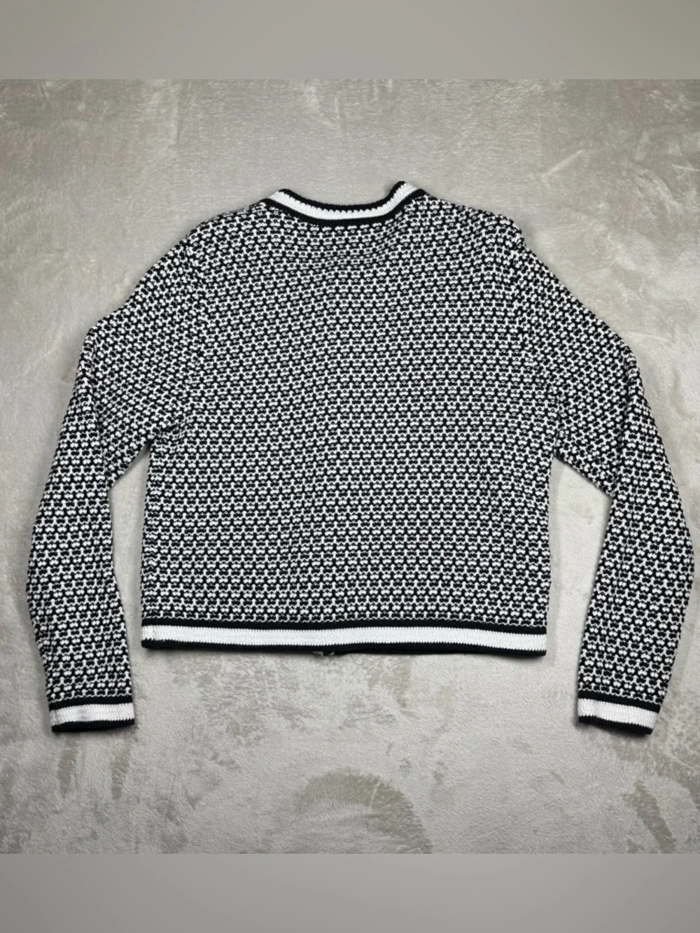 Ann Taylor Black and White Textured Knit Cardigan - Picture 9 of 13